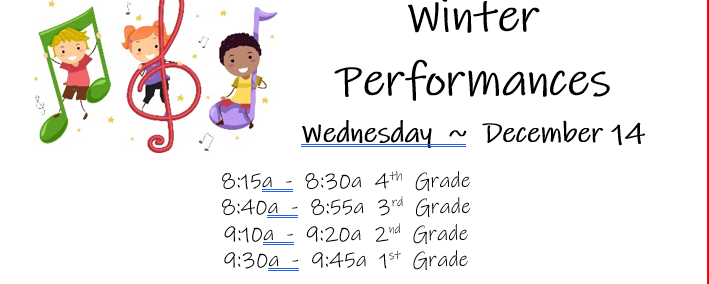 ClipArt with Date and Times of the Winter Performances